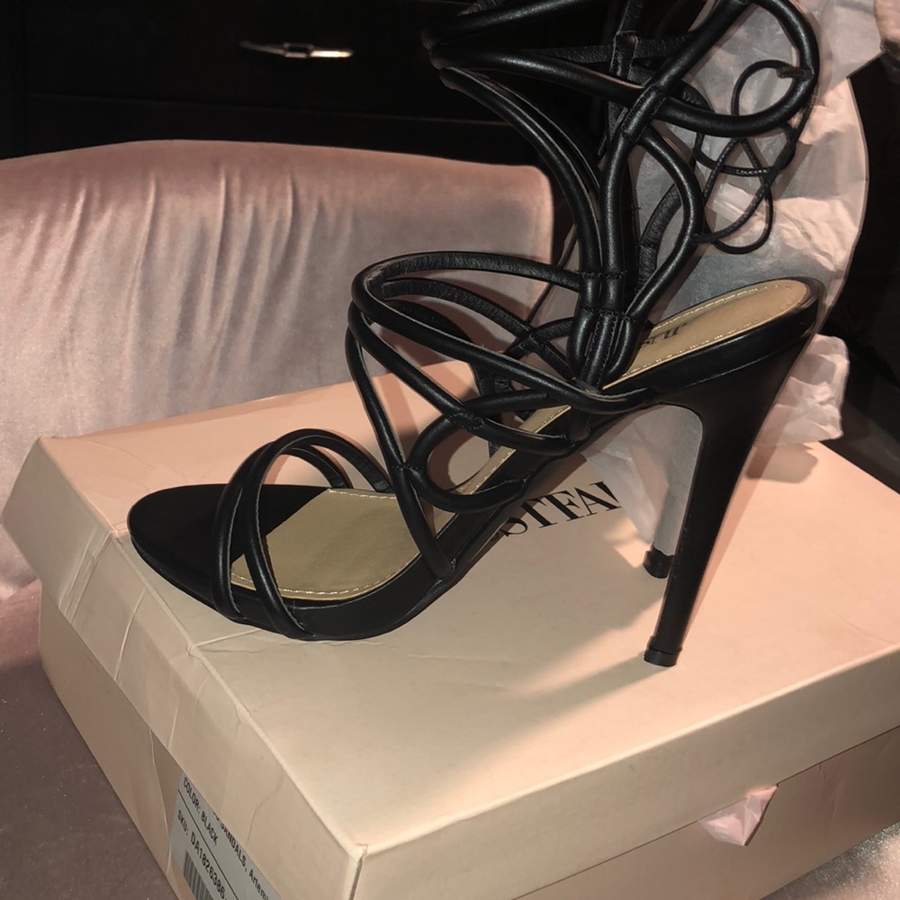 Sexy black strap up heels